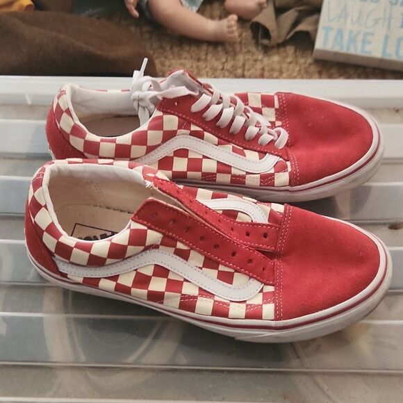 Vans Red Checkerboard Shoes M8.5 W10 - Picture 2 of 6